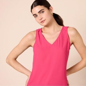 Regular-Fit V Neck Satin-like Sleeveless